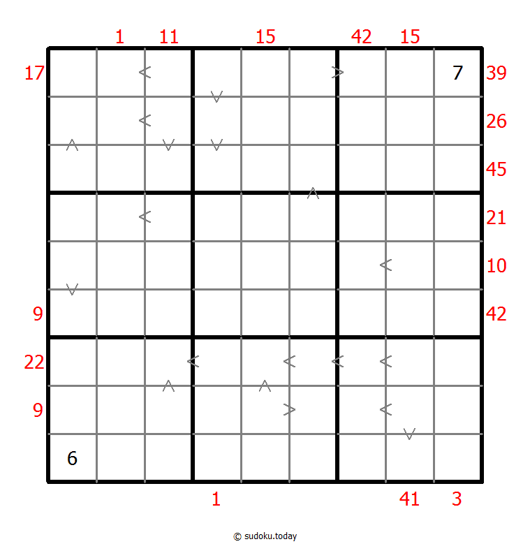 Hybrid Sudoku ( X Sums + Greater Than )